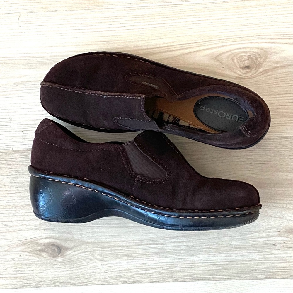 Casual Comfort Brown Suede Slip On Terri Low Heel Shoes Eurostep Size 6.5 M